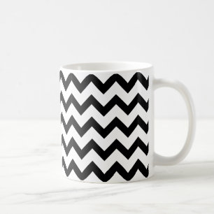 B&W Tasse, schwarzes Zickzack auf Weiß Kaffeetasse