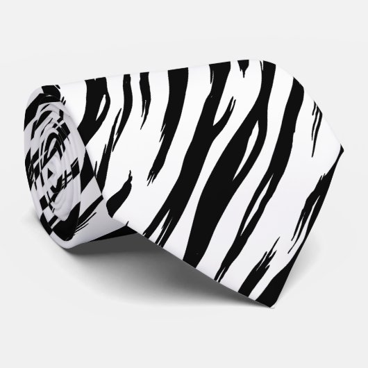 B&W Tiger Print Neck Tie Krawatte (Gerollt)