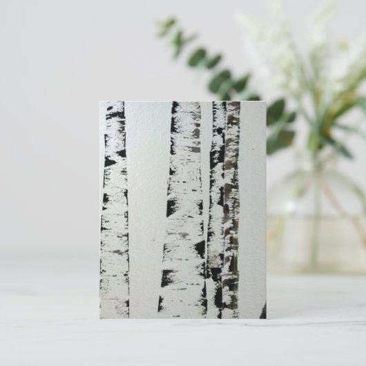 B&W Trees Postkarte (Stehend Vorderseite)