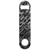 b&w-Typografie personalisiert mit Namen Speed Flaschenöffner (Rückseite)