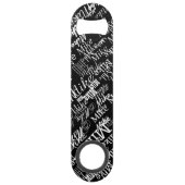 b&w-Typografie personalisiert mit Namen Speed Flaschenöffner (Vorderseite)