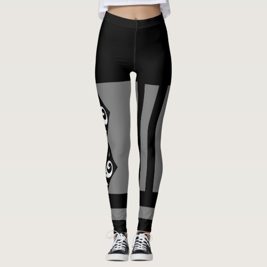 B&W und Grey, Ocean and Stars Harlequin Design Leggings (Vorderseite)