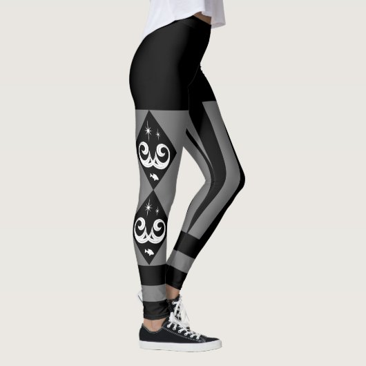 B&W und Grey, Ocean and Stars Harlequin Design Leggings (Rechts)