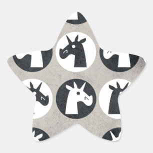 B&W Unicorn Dots Stern-Aufkleber