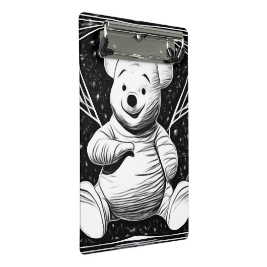 B&W Vintag Pooh Mini Klemmbrett (Schrägansicht)