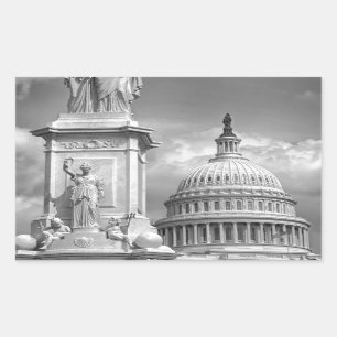 B&W Washington DC Rechteckiger Aufkleber