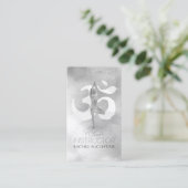 B&W Wasserfarbe Yoga Meditation Tree Pose Om Symbo Visitenkarte (Stehend Vorderseite)