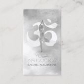 B&W Wasserfarbe Yoga Meditation Tree Pose Om Symbo Visitenkarte (Vorderseite)