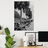 B/W Waterfront Benches Poster (Heimbüro)