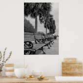 B/W Waterfront Benches Poster (Küche)