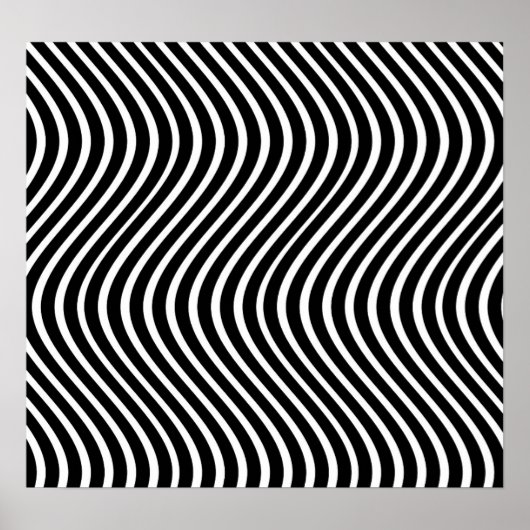 B&W Wavy Lines optische Illusion Art Poster (Vorne)