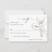B&W White Floral no Meal UAWG RSVP Karte (Vorderseite)