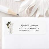 B&W White Floral Return Address Label (Insitu)