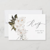B&W White Floral w Meal UAWG RSVP Karte (Vorderseite)