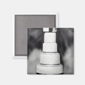 B&W White Retro Hochzeitskuchen Magnet (Vorderseite/Rückseite)