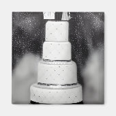 B&W White Retro Hochzeitskuchen Magnet (Vorne)