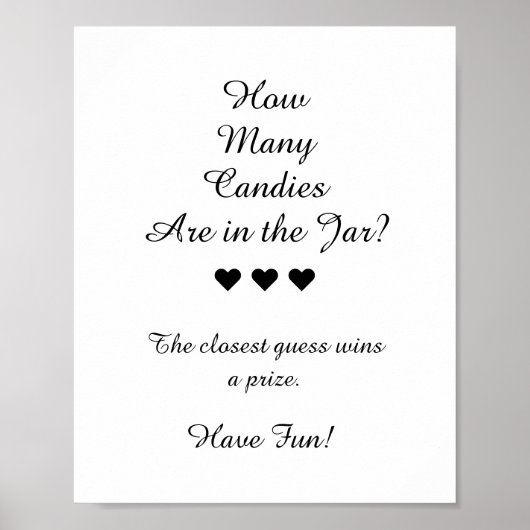 B&W Wie viele Candies sind im Jar Spiel? Poster (Vorne)