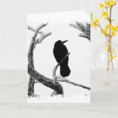 B&W Winter Raven Edgar Allan Poe Karte (Gelbe Blume)