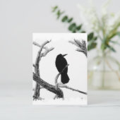 B&W Winter Raven Edgar Allan Poe Postkarte (Stehend Vorderseite)