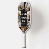 B & W World's Greatest Dad 7 Photo Collage Pickleball Schläger (Links)