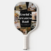 B & W World's Greatest Dad 7 Photo Collage Pickleball Schläger (Rückseite)