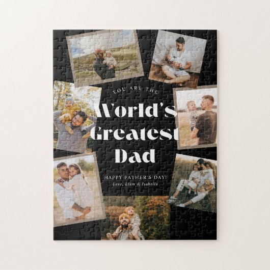 B & W World's Greatest Dad 7 Photo Collage Puzzle (Vertikal)