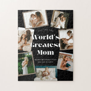 B & W World's Greatest Mom 7 Foto-Collage Puzzle