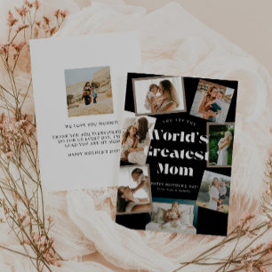 B & W World's Greatest Mom Foto zum Muttertag Karte