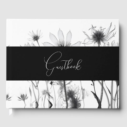 B&W X-Ray Blume Custom Personalisiert Wedding Gästebuch (Vorderseite)