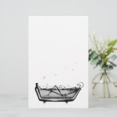B&W X-Ray Skeleton in Bath Bathing Skull Briefpapier (Stehend Vorderseite)