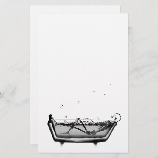 B&W X-Ray Skeleton in Bath Bathing Skull Briefpapier (Vorne/Hinten)