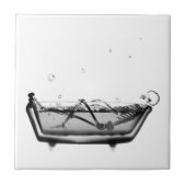 B&W X-Ray Skeleton in Bath Bathing Skull Fliese (Vorderseite)