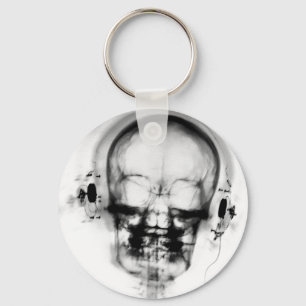 B&W X-Ray Skeleton Music Skull Headphones Schlüsselanhänger