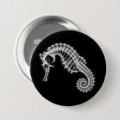 B&W X-Ray Vision Sea Horse Skelett Button (Vorne & Hinten)