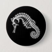 B&W X-Ray Vision Sea Horse Skelett Button (Vorderseite)