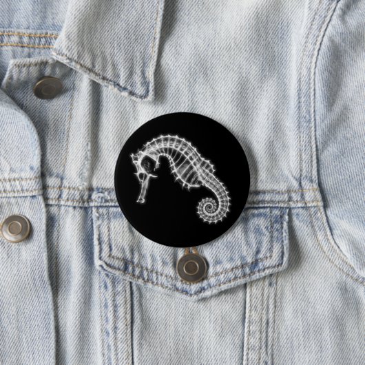 B&W X-Ray Vision Sea Horse Skelett Button (Beispiel)