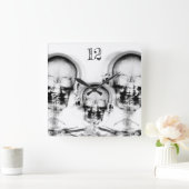 B&W X-Ray Vision Skeleton Music Skull Headphones Quadratische Wanduhr (Zuhause)