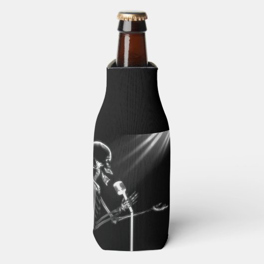 B&W X Ray Vision Skeleton Singen auf Mic Flaschenkühler (Flaschenvorderseite)