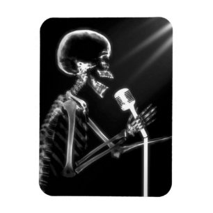 B&W X Ray Vision Skeleton Singen auf Mic Magnet