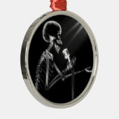 B&W X Ray Vision Skeleton Singen auf Mic Ornament Aus Metall (Rechts)