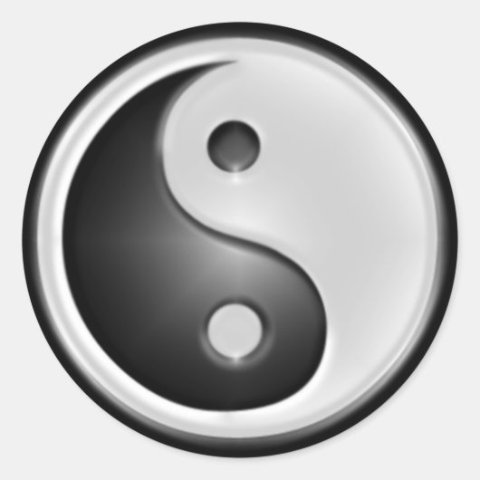 B&W Yin&Yang Runder Aufkleber (Vorderseite)