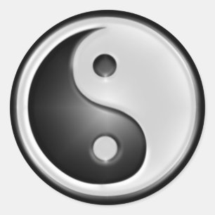 B&W Yin&Yang Runder Aufkleber