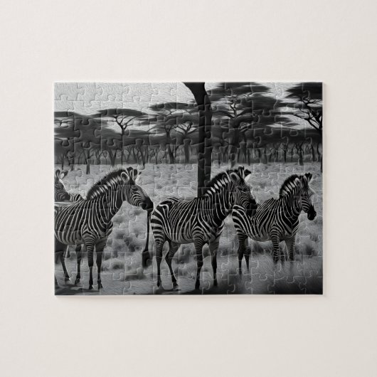 B W Zebra Oil Paint, Jigsaw Puzzle (Horizontal)