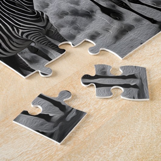 B W Zebra Oil Paint, Jigsaw Puzzle (Seite)