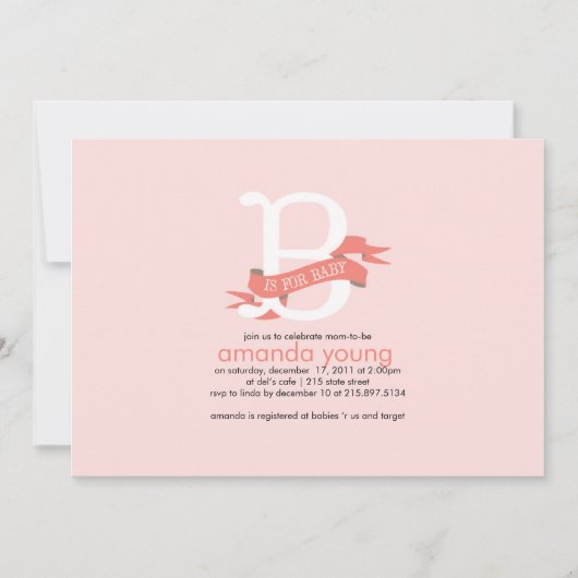 B wenn für Baby - Babyparty-Einladung Einladung (Vorderseite)