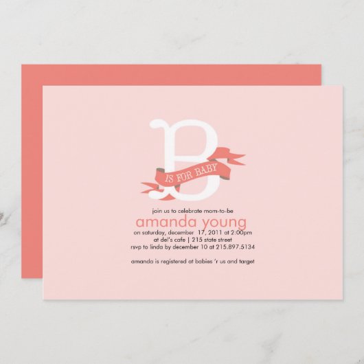 B wenn für Baby - Babyparty-Einladung Einladung (Vorne/Hinten)