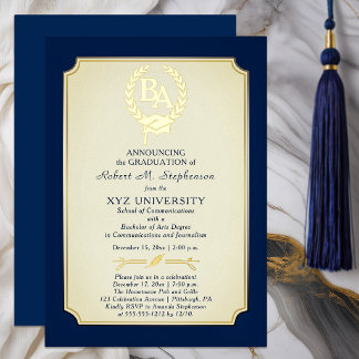 BA - Bachelor of Arts Degree College Graduation Folieneinladung