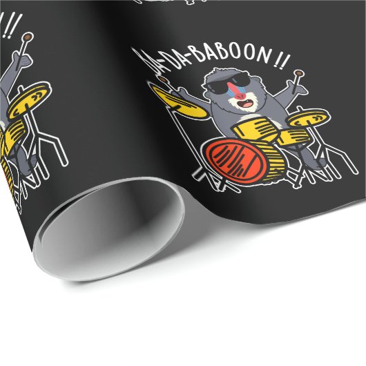 Ba-da-ba-boon Funny Baboon Pun Dark BG Geschenkpapier (Rolleneckpunkt)