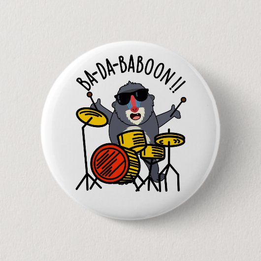 Ba-da-ba-boon Funny Monkey Baboon Pun Button (Vorderseite)