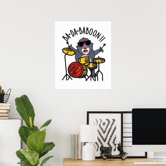 Ba-da-ba-boon Funny Monkey Baboon Pun Poster (Heimbüro)
